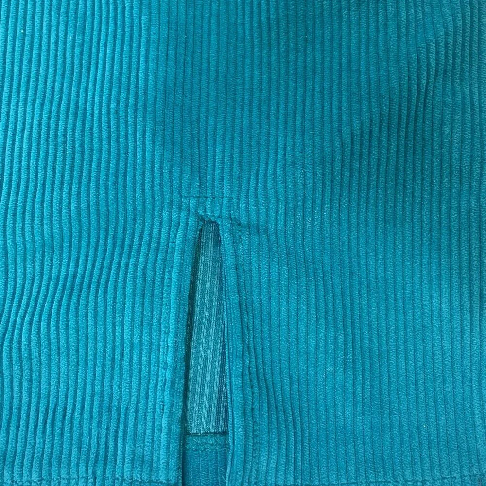 NWT Japra Size L Women's Blue Turquoise Corduroy Mini Dress. Made in India. - Picture 5 of 8